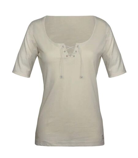 Tee-shirt MAYFLOWER DAMOCLES2 beige à lacets : l'élégance des manches 3/4