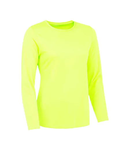 T-shirt Manches Longues Motif/style Uni Femme Jaune Électrique Just Cool