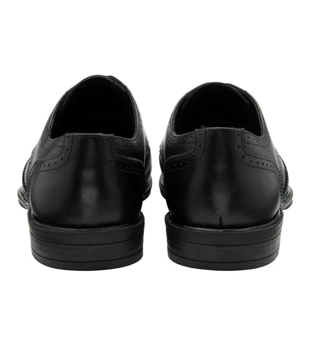 Mens Leather Low Heel Brogues Black Lotus Shoes