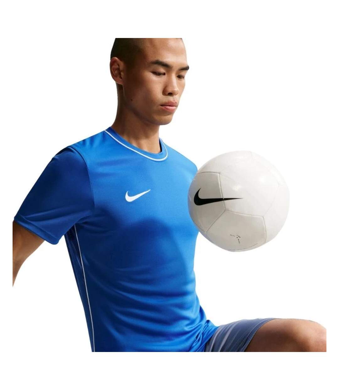 Maillot Manches Courtes Motif/style Passepoil Contrasté Park Homme Bleu Nike-4