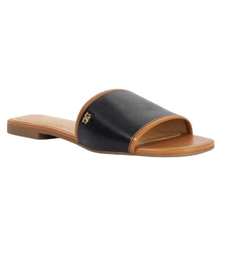 Womens/ladies Laras Minimalist Leather Flat Sandals Black Dune London