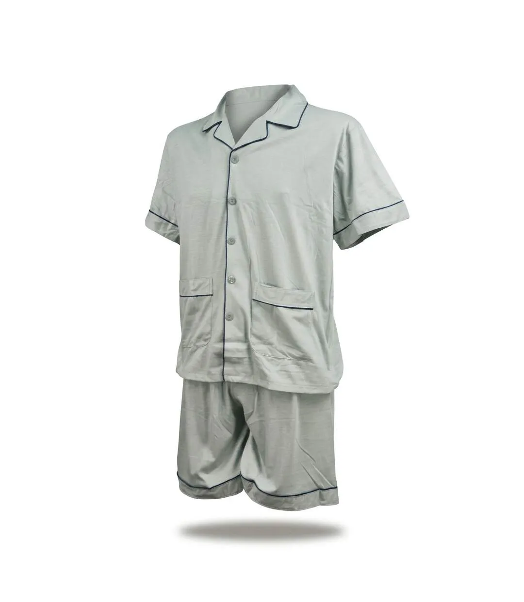 OZABI Pack 3 Pyjamas Courts Homme Coton Majoritaire, Col Chemise Boutonne-5