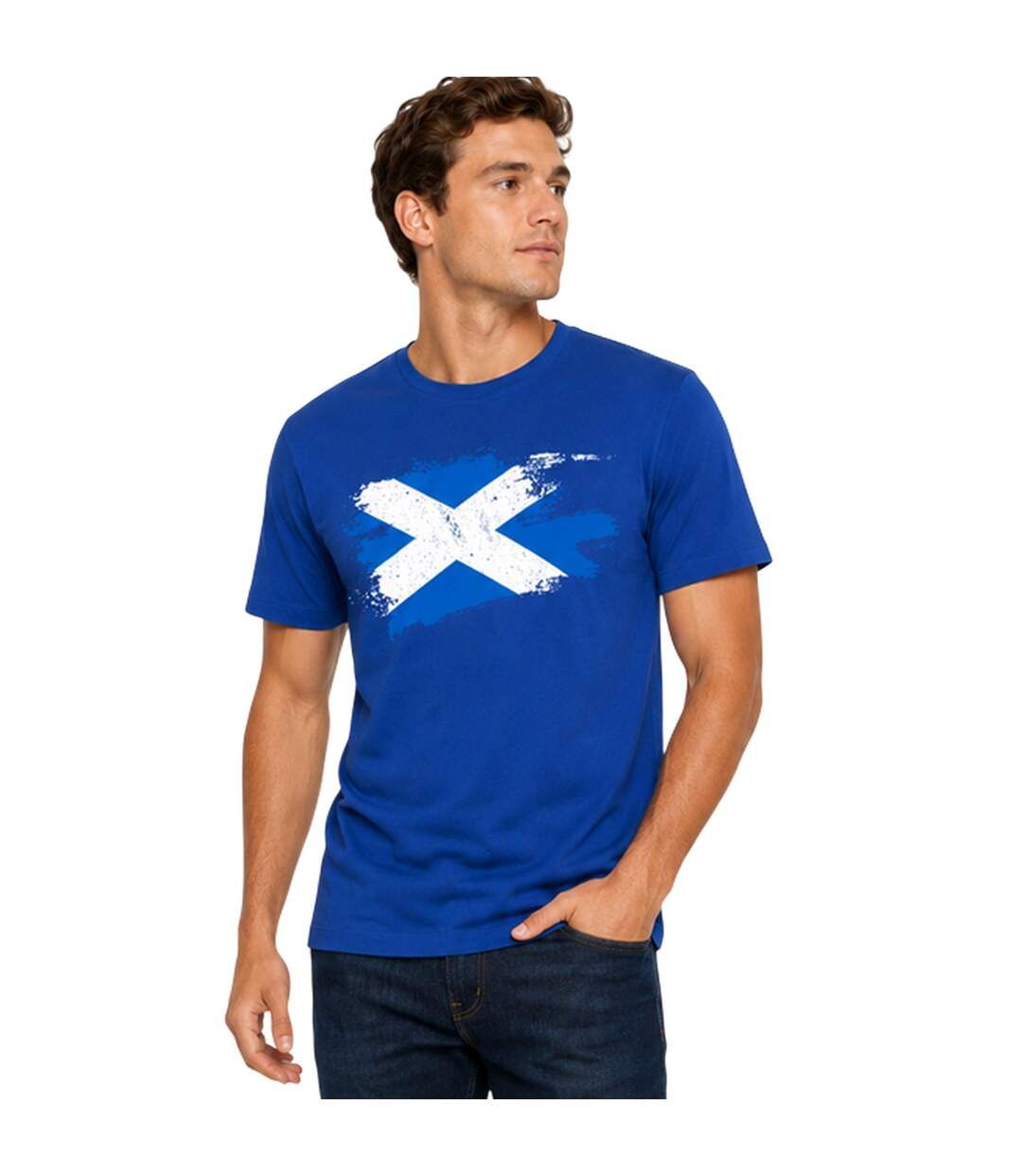Unisex Adult Scottish Flag T-shirt Blue AWD-4