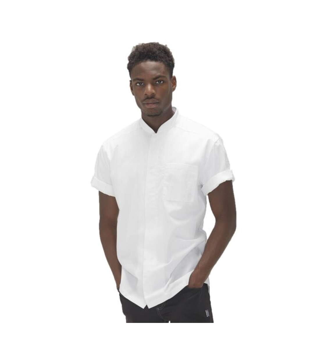 Mens Polycotton Slim Short-sleeved Chef Shirt White Le Chef-1