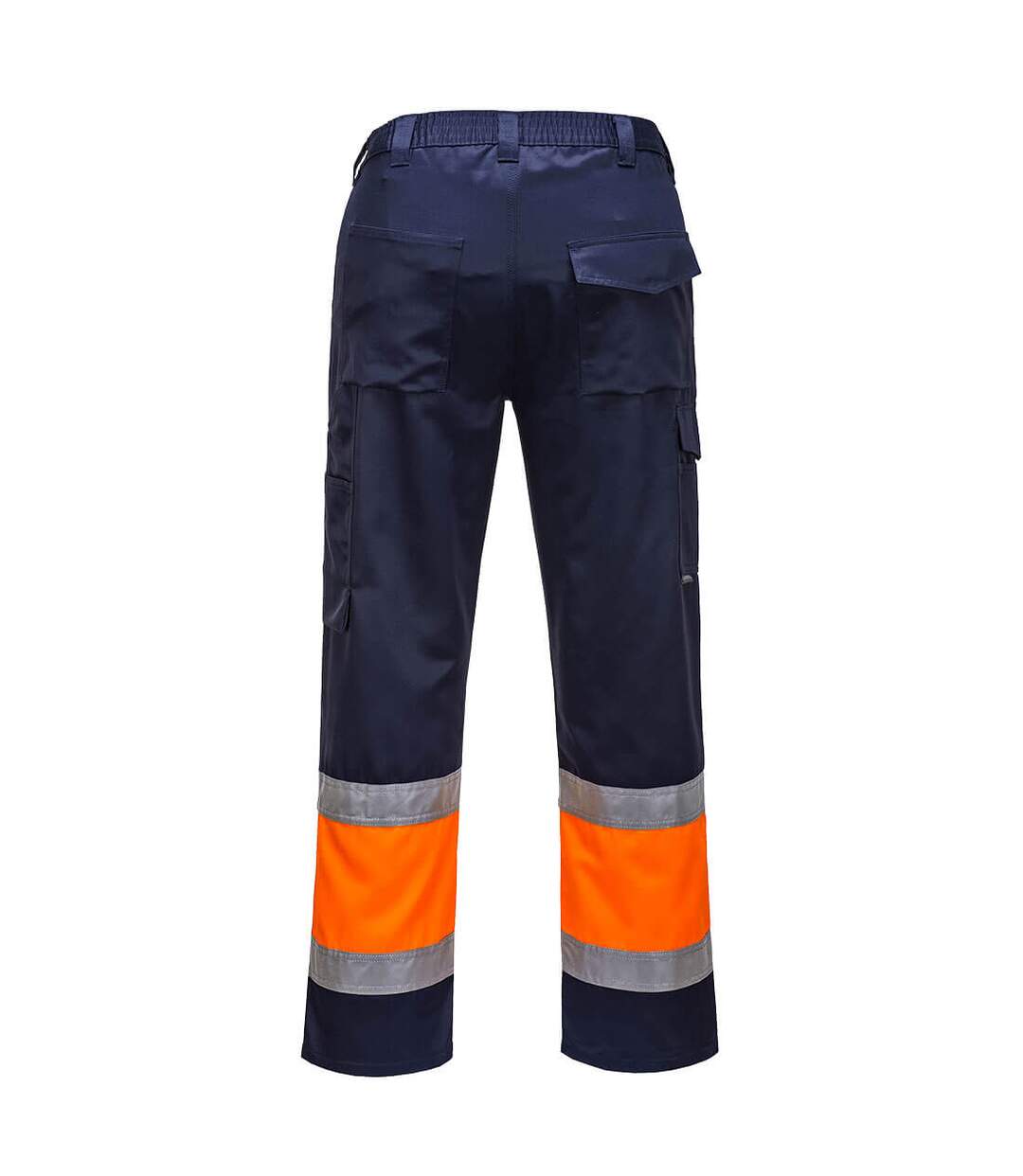 Mens contrast hi-vis work trousers orange/navy Portwest-2