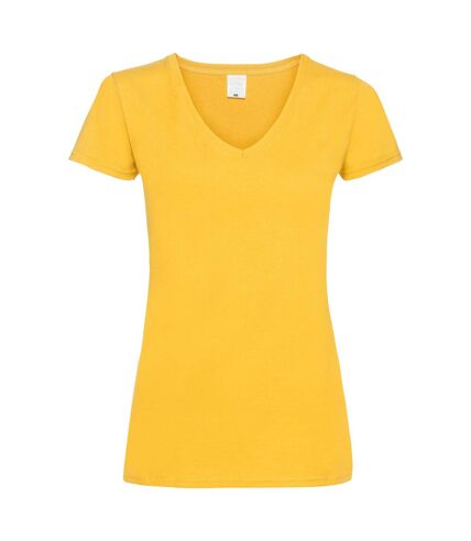 Womens/Ladies Value Fitted V-Neck Short Sleeve Casual T-Shirt (Gold) - UTBC3905