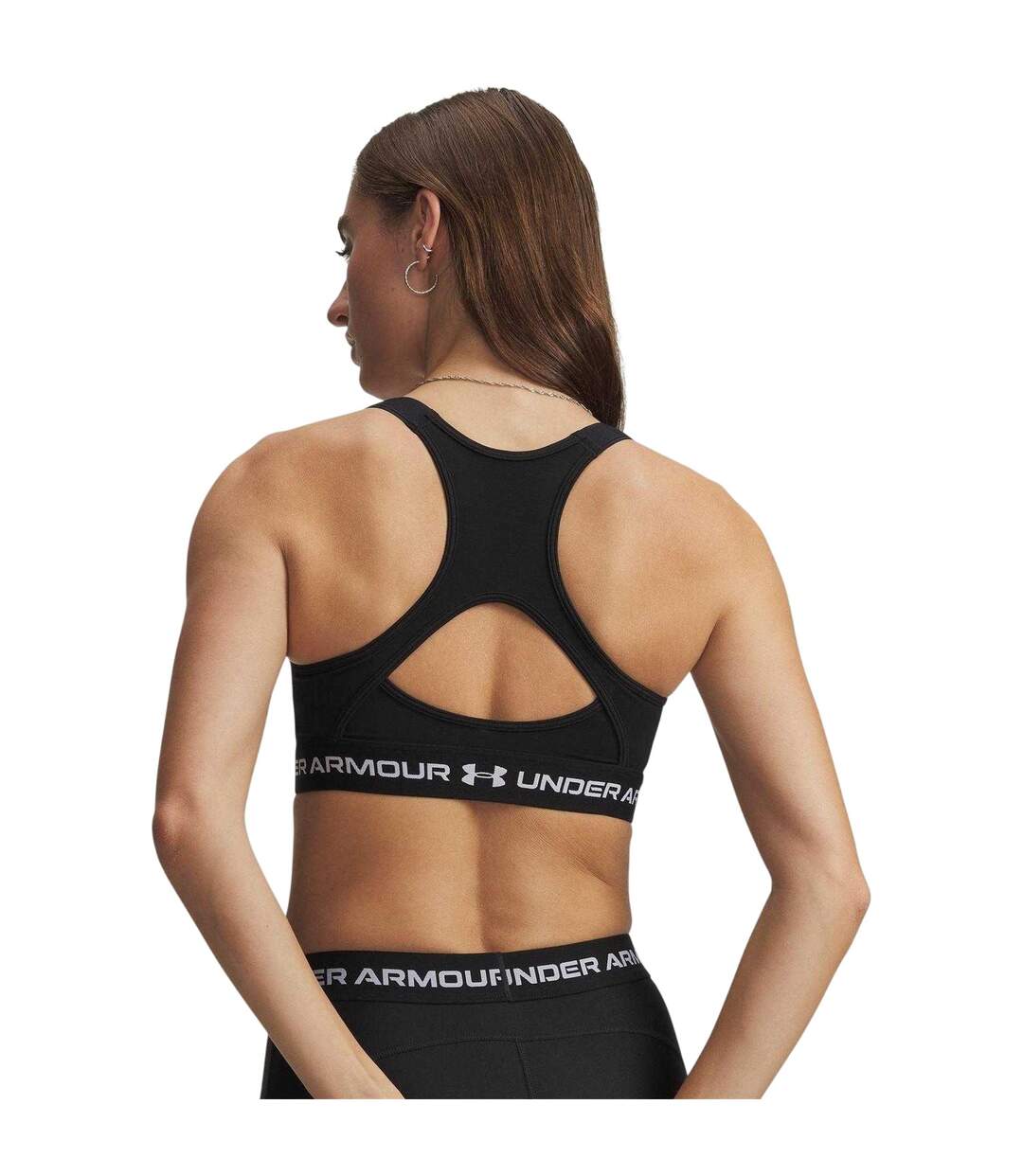 Womens/ladies Heatgear Medium Impact Sports Bra Black White Under Armour-3