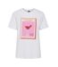 T-Shirt blanc/rose femme pieces tess-1