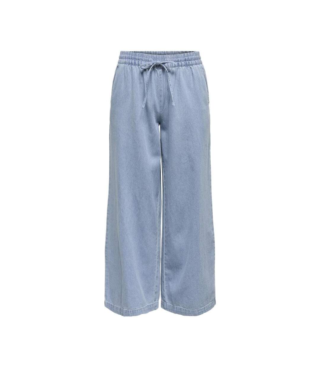 Pantalons fluide jean bleu femme jdy aiko-1