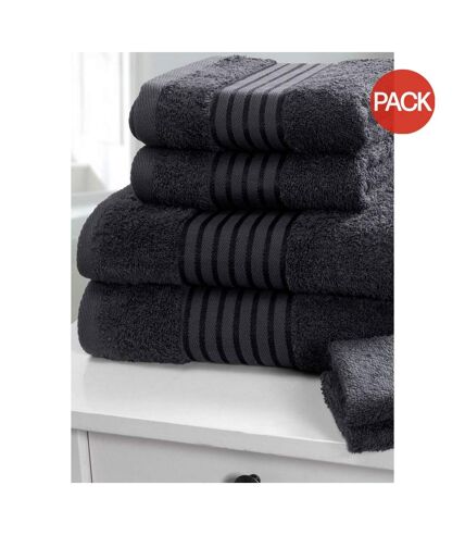 Pack of 6  Striped towel bale set  one size grey Windsor