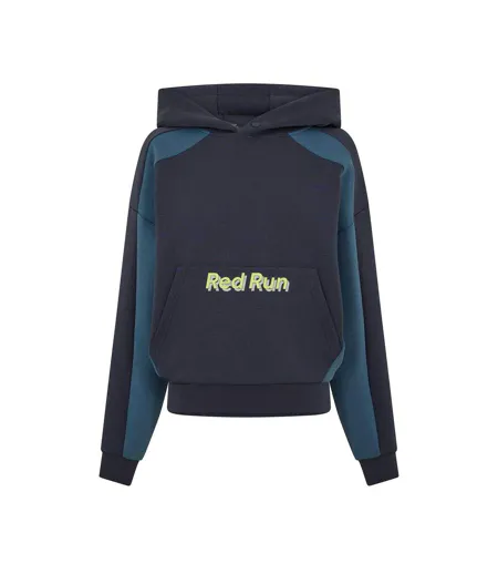 Womens/ladies Relaxed Fit Hoodie Charcoal Red Run