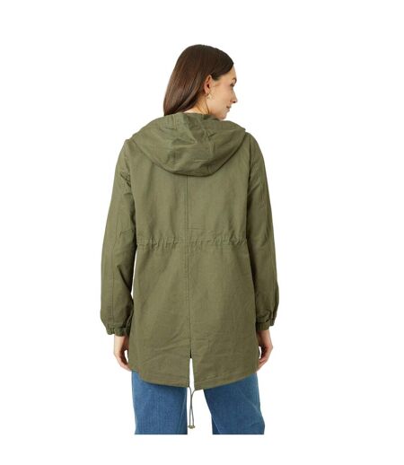 Maine Womens/Ladies Drawstring Waist Hooded Jacket (Khaki Green)