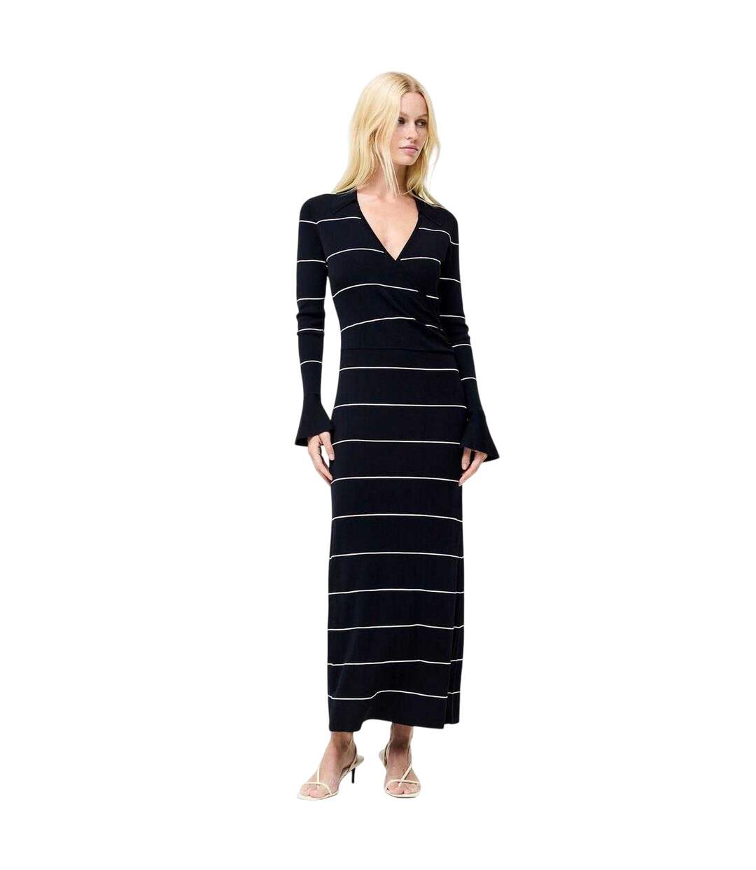 Robe Longue Manches Cloche Motif/style À Rayures Ottie Femme Bleu French Connection-4