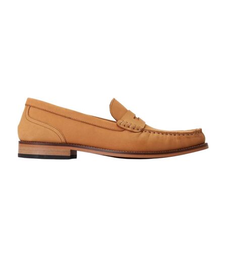 Mens Garfield Leather Penny Loafers Burnt Tan Base London