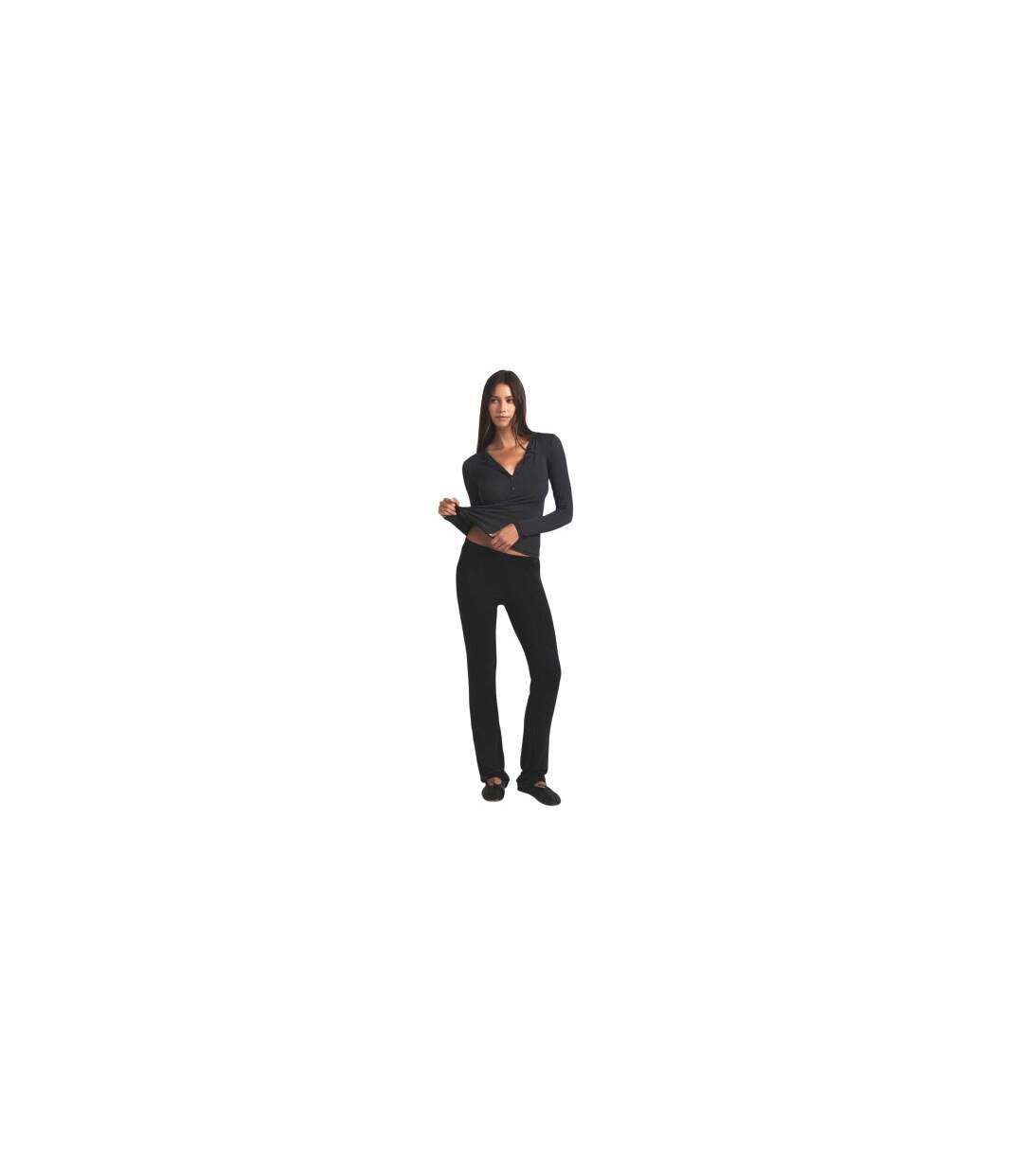 Womens/ladies Sheer Henley Top Onyx Skims-1