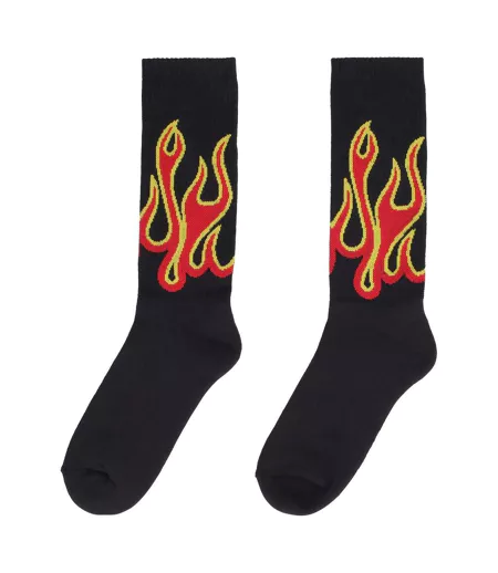 Chaussettes Style Flammes Homme Noir Rouge Palm Angels