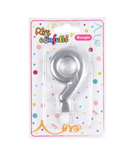 Bougie d'Anniversaire Chiffre 9 7cm Argent