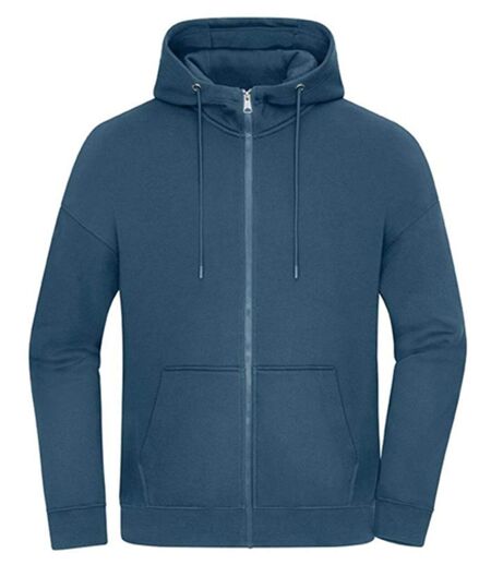 Sweat à capuche zippé oversize unisexe - 8043 - bleu poussière