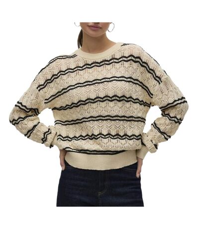 Pull beige/noir femme vero moda bella - l