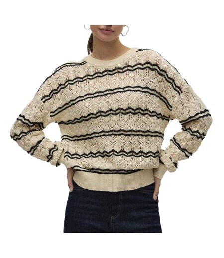 Pull beige/noir femme vero moda bella - l