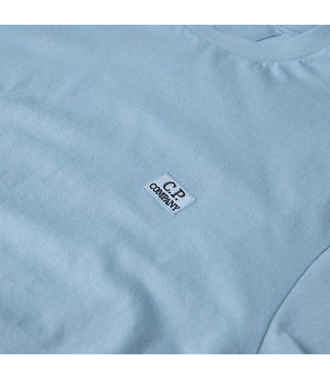 Mens Block Logo Short-sleeved T-shirt Silver Green C.P. Company-4