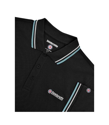 Polo Homme Noir Beige Bleu Clair Lambretta