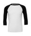 Canvas Mens 3/4 Sleeve Baseball T-Shirt (White/Black)