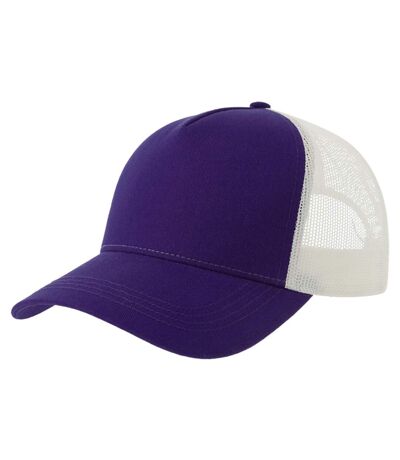 Rapper 5 Panel Cotton Sustainable Trucker Cap Purple White Atlantis