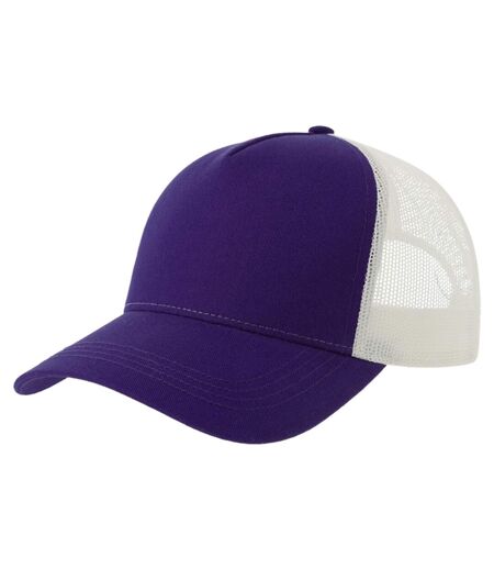 Rapper 5 Panel Cotton Sustainable Trucker Cap Purple White Atlantis