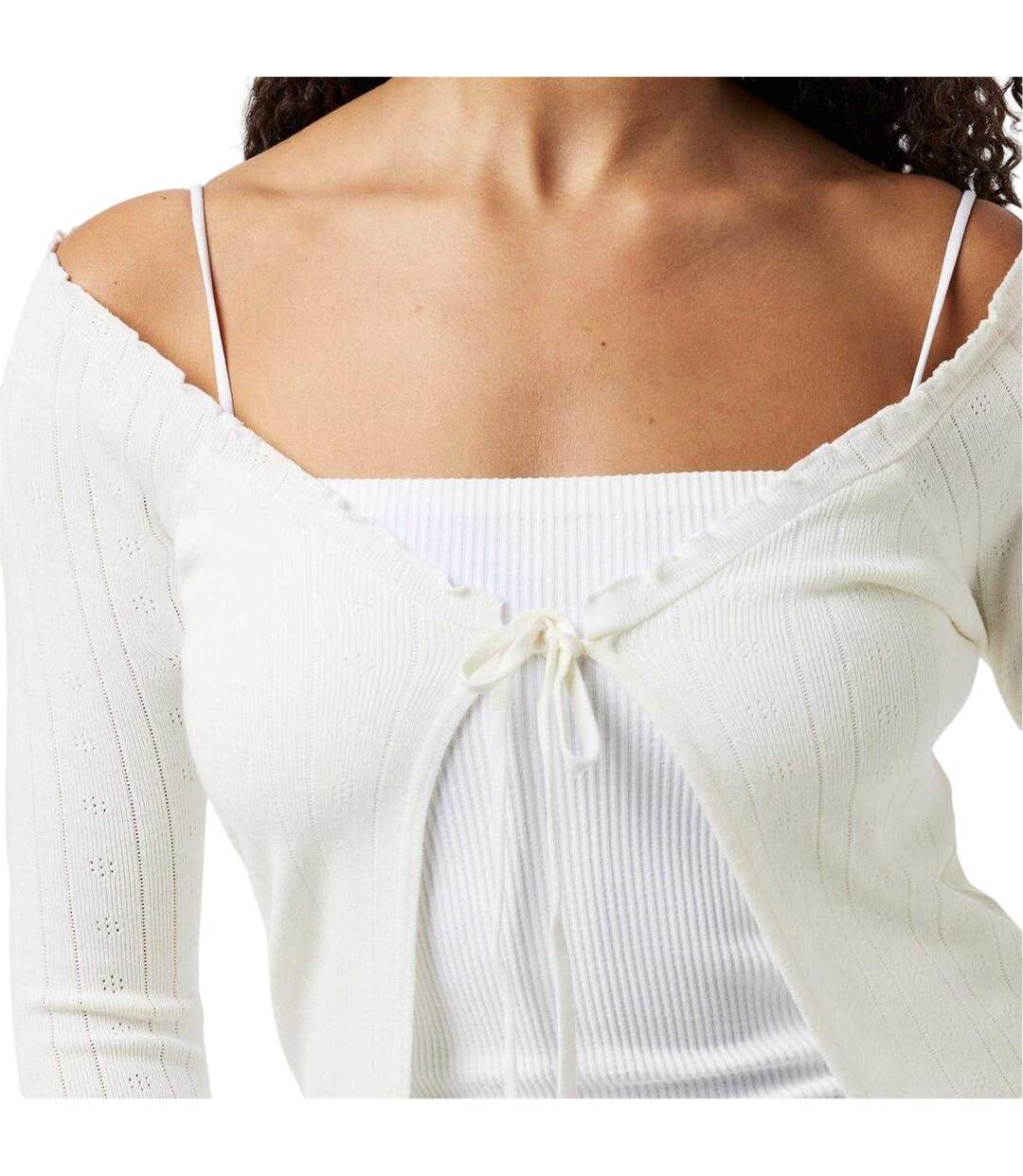Womens/ladies Viscose Open Front Long-sleeved Cardigan Vintage White Jack Wills-4