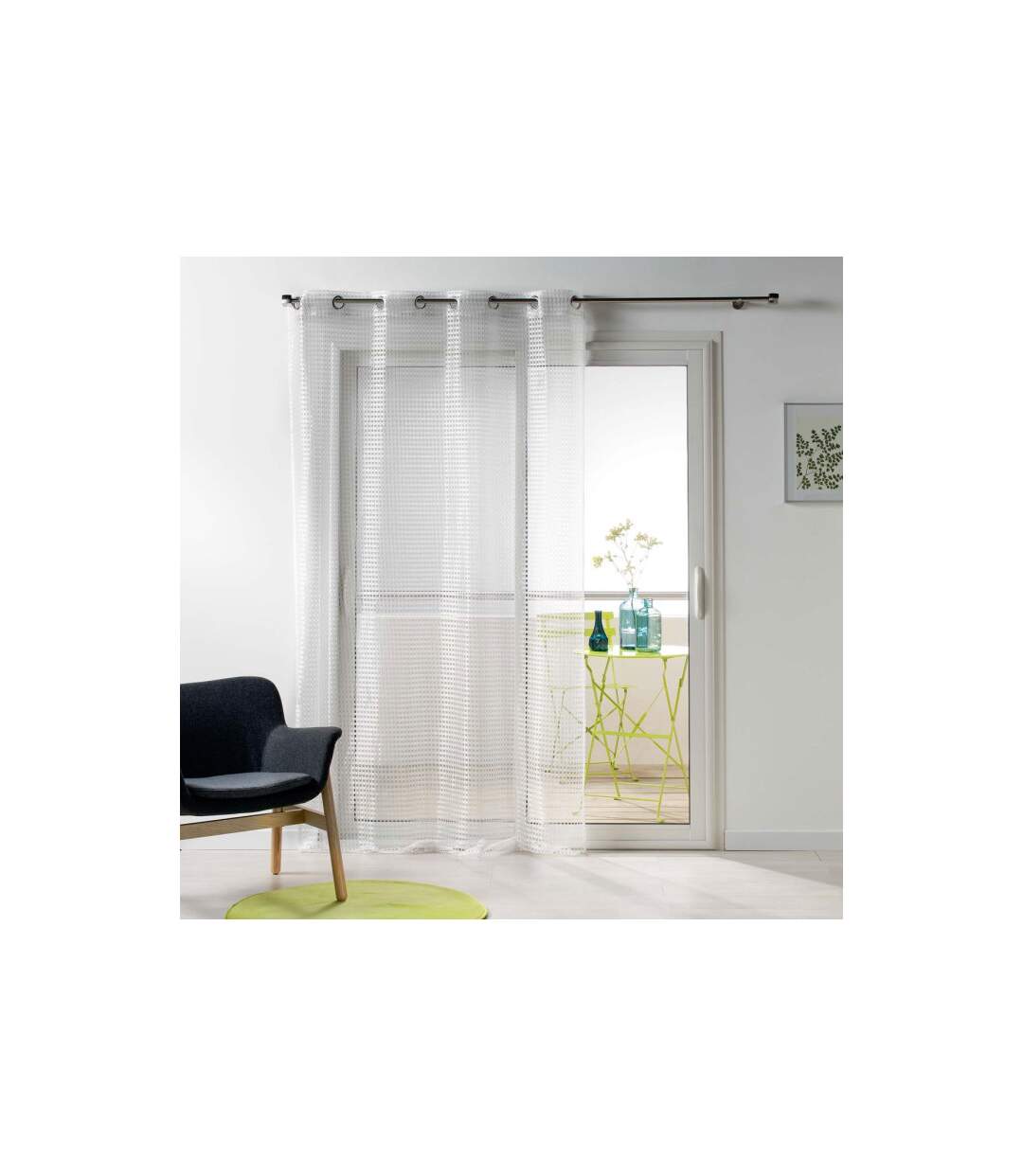 Rideau Voilage Maille Cadria 140x240cm Blanc-1