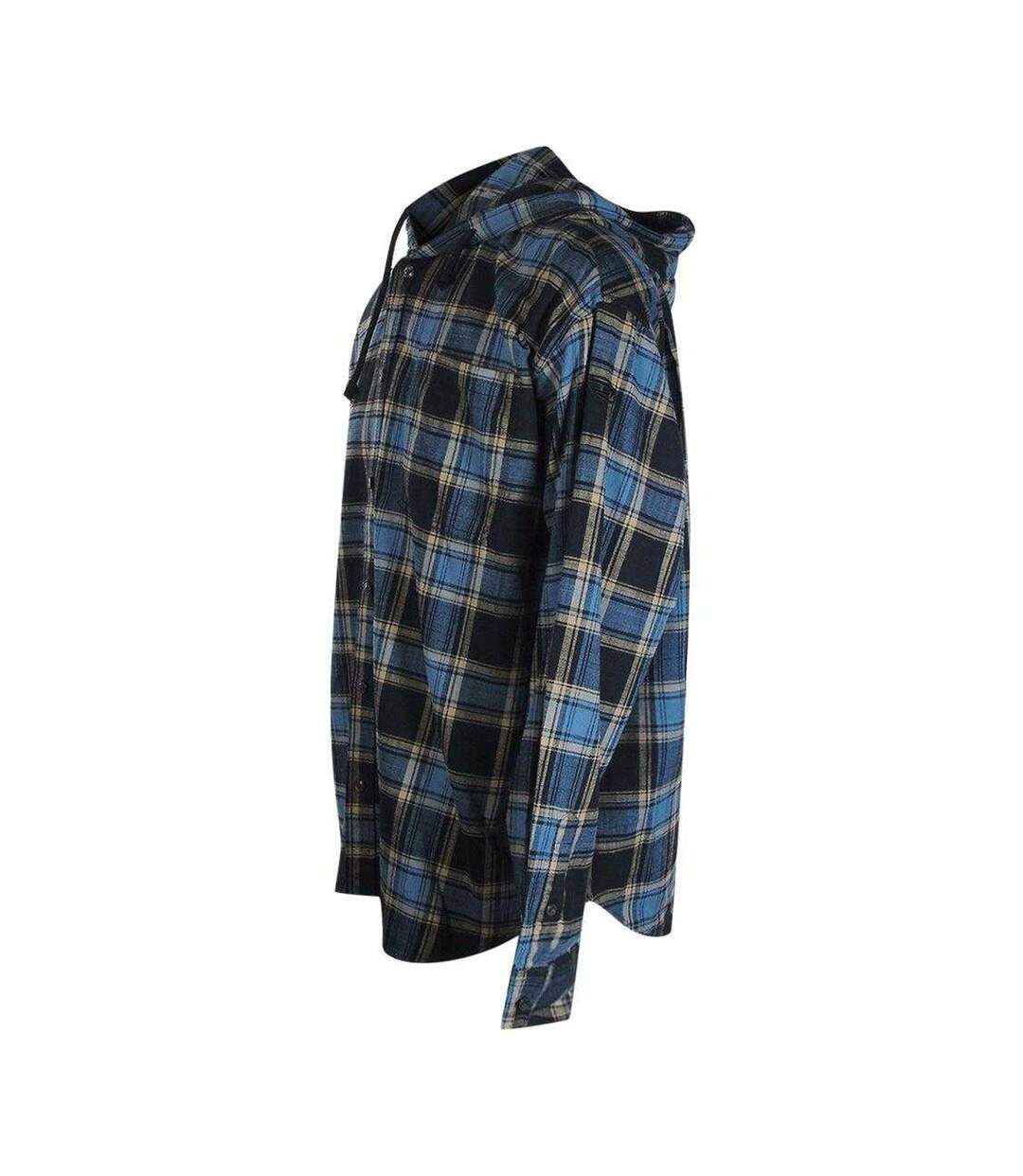 Mens Checkered Hooded Shirt Blue Black Diesel-3