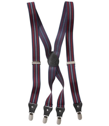 Men's Blue and Red Striped Braces