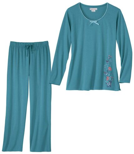 Women's Blue Jersey Pyjamas 