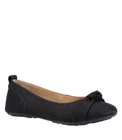 Womens/ladies jada knot ballerina leather pumps black Hush Puppies