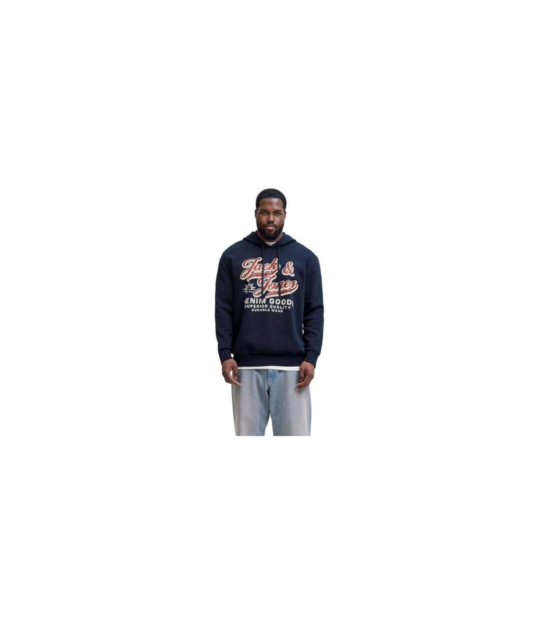 Sweat À Capuche Manches Longues Motif/style Lettrage Homme Bleu Foncé Jack And Jones-1