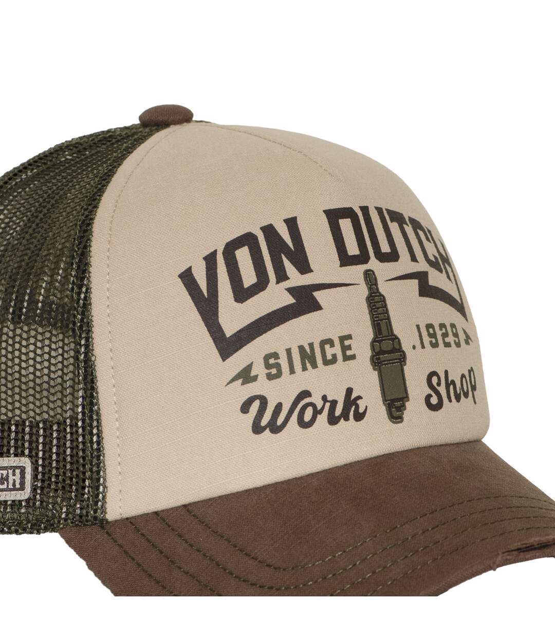 Casquette trucker filet effet usé avec print Crew Work Shop Vondutch-3