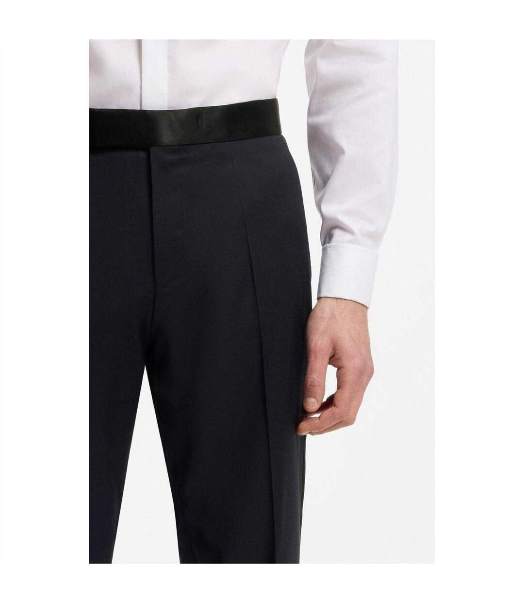 Mens Wool Tuxedo Trousers Dark Blue Boss-4