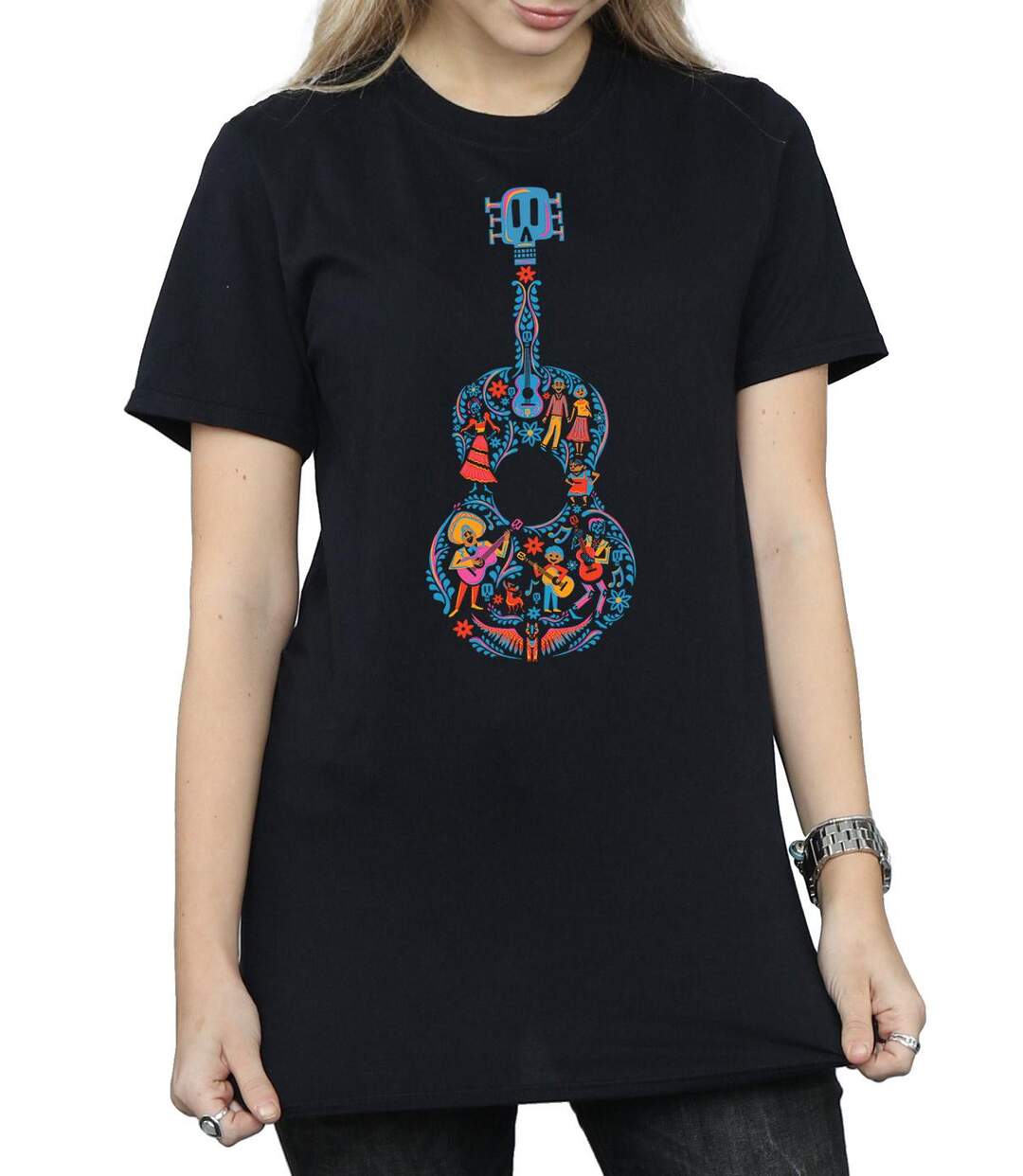 Disney - T-shirt COCO GUITAR PATTERN - Femme (Noir) - UTBI16466-3