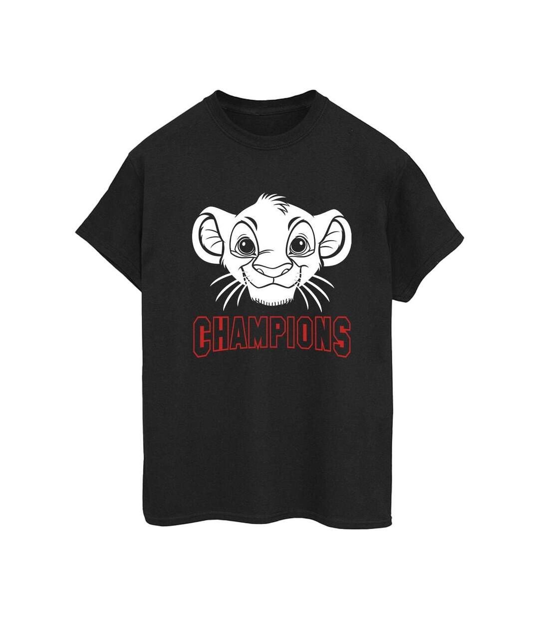 Disney Womens/Ladies The Lion King Simba Face Champion Cotton Boyfriend T-Shirt (Noir) - UTBI29424-1
