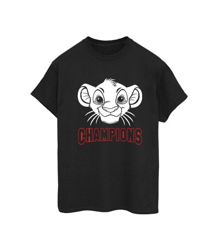 Disney Womens/Ladies The Lion King Simba Face Champion Cotton Boyfriend T-Shirt (Noir) - UTBI29424