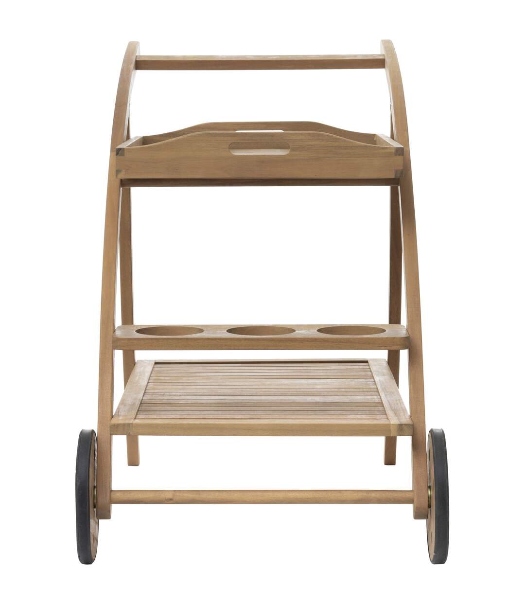 Desserte de jardin en bois à roulettes Tiwi - L. 105 x H. 78 cm - Beige-4