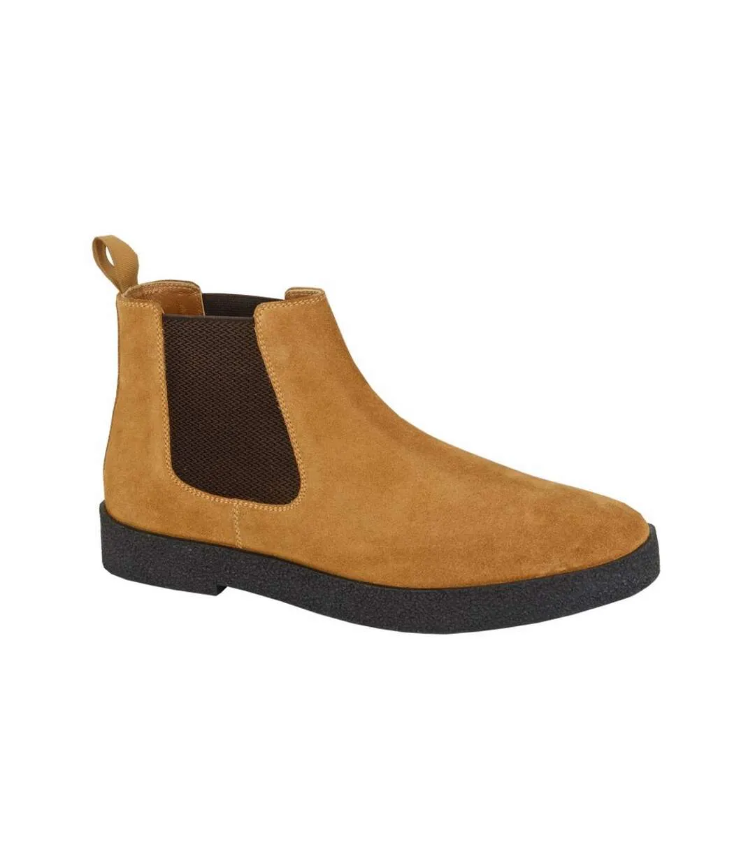 Mens Plain Suede Ankle Boots Tan Roamers-1
