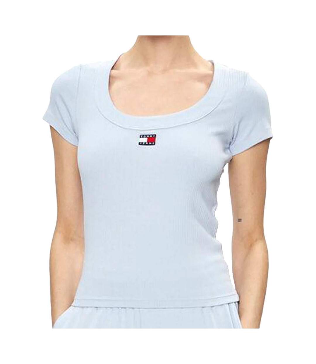 T-shirt Bleu Clair Femme Tommy Hilfiger Badge - L-1