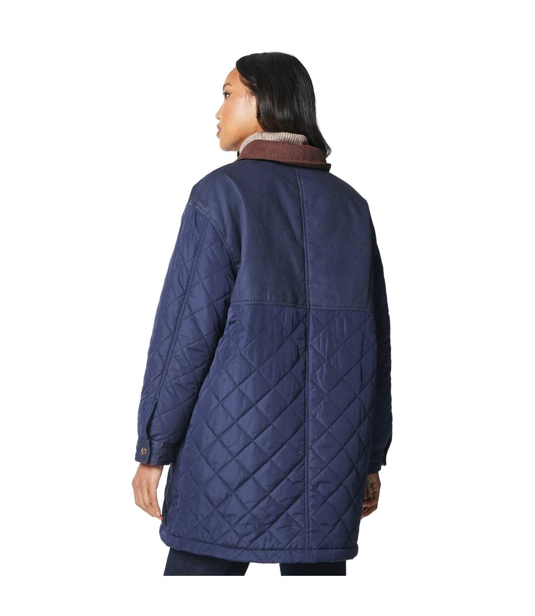 Womens/ladies quilted corduroy collar jacket navy Principles-2