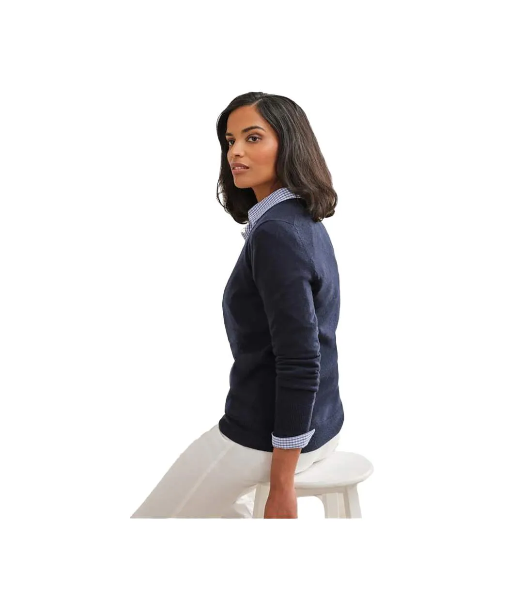 Womens/ladies Cashmere V Neck Jumper Navy WoolOvers-2
