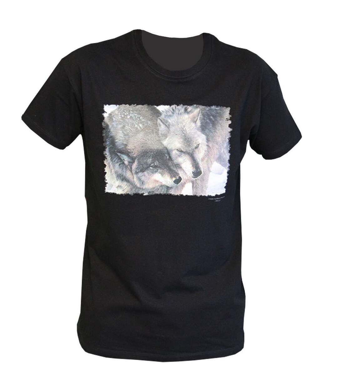 T-shirt homme manches courtes - 2 loups - 24414 - noir