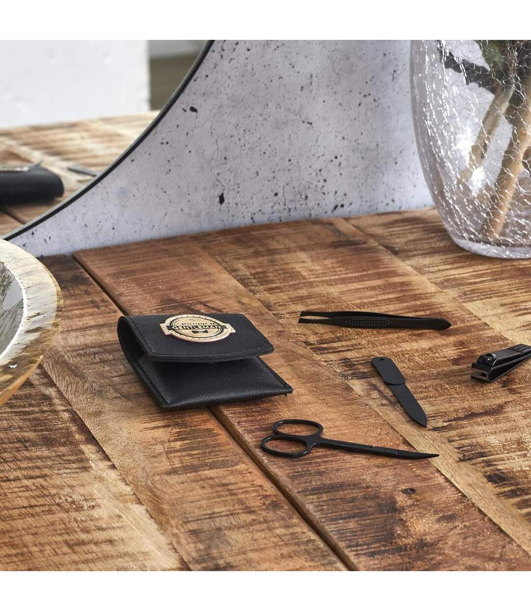 Kit Manucure Homme 4 Accessoires 10cm Noir-3