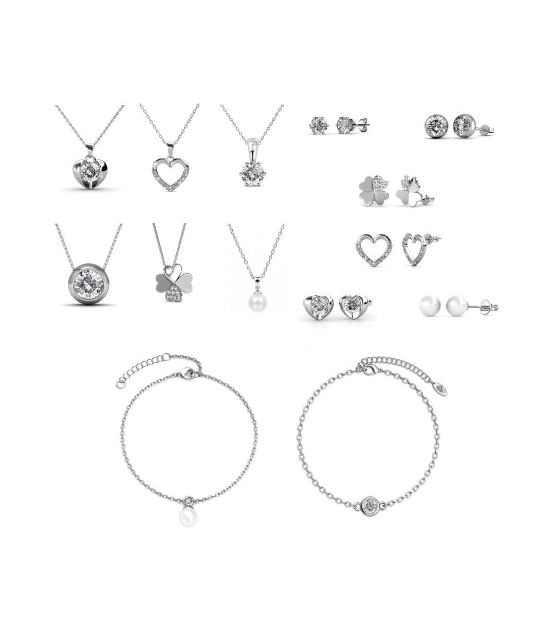 Calendrier de l'avent Coffret coeur - 14 bijoux - Finition rosée, Cristal d'Autriche