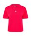 Womens/ladies Embroidered Logo Cotton Cropped T-shirt Rhubarb Red Tommy Jeans-1